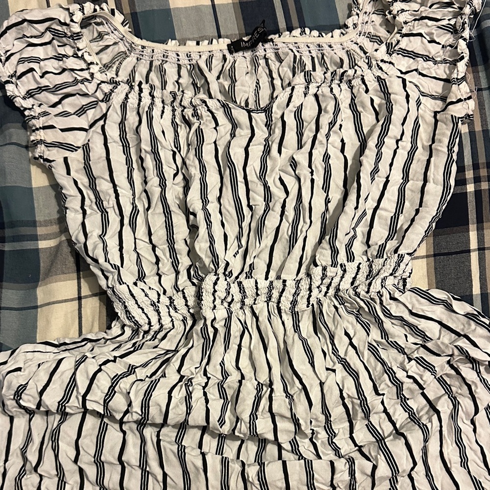 Striped White and Black Dress